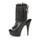 Bottine pole exotic noire ouverte à franges strass avec talon 15 cm Pleaser