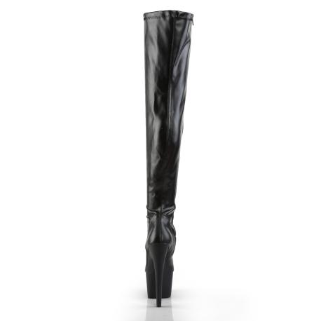 Cuissarde noire à talon aiguille sexy et plateforme petite et grande taille