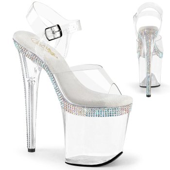 sandale pole exotic transparente & strass talon 20cm - FLAM808MLS/C