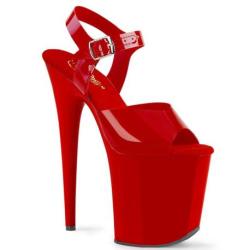 Chaussure pole dance rouge talon 20 cm Pleaser FLAM808N/RTPU/M