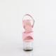 Sandale pole dance rose holographique vernie à plateforme plexi et talon 18 cm Pleaser