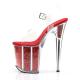 Chaussure pole dance transparente à paillettes rouges talon 20 cm Pleaser FLAM808G/C/R