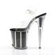 Chaussure pole dance transparente à paillettes noires talon 20 cm Pleaser FLAM808G/C/B