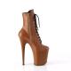 Bottine pole dance caramel mate à plateforme assortie mate et talon 20 cm Pleaser