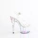 Sandale pole dance transparente à plateforme colorée plexi et talon 18 cm Pleaser