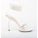 Sandale Blanche de Soirée avec Strass et Talon Métal - Chic-40