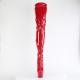 Cuissarde pole dance rouge verni "large" à plateforme assortie et talon 18 cm Pleaser