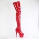 Cuissarde pole dance rouge verni "large" à plateforme assortie et talon 18 cm Pleaser