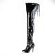 Cuissardes Noires Vernies à Talon Aiguille avec Lacets Corset Ajustables petites et grandes tailles