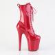 Bottine pole dance rouge rubis verni à plateforme assortie vernis et talon 20 cm Pleaser