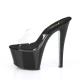 Mule pole exotic transparente à plateforme noir verni et strass et talon 18 cm Pleaser