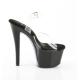 Sandale pole exotic transparente à plateforme noir verni et strass lavande avec talon 18 cm Pleaser