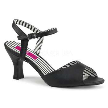 Sandale noire mate talon bobine 7,6 cm – Discount Grande taille 46