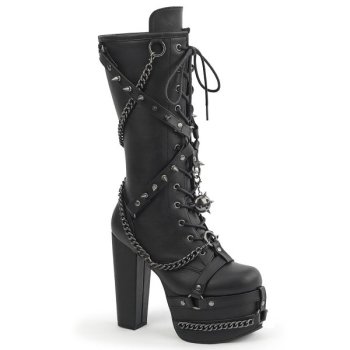 Chaussures Gothiques à talon Femme Demonia Cult TOR156 - Bottes Hautes Harnais Chaînes Pointes