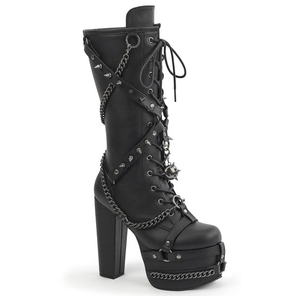 Chaussures Gothiques à talon Femme Demonia Cult TOR156 - Bottes Hautes Harnais Chaînes Pointes