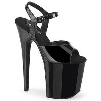 Sandale pole dance noire vernis 20cm - FLAM809WR/B/M - CLePied