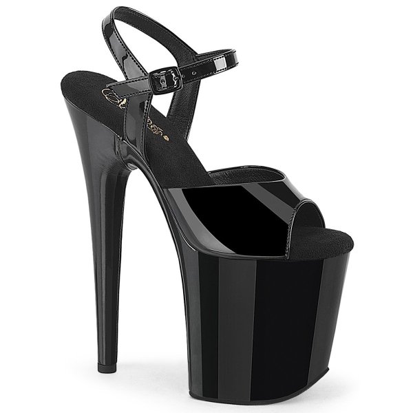 Sandale pole dance noire vernis 20cm - FLAM809WR/B/M - CLePied