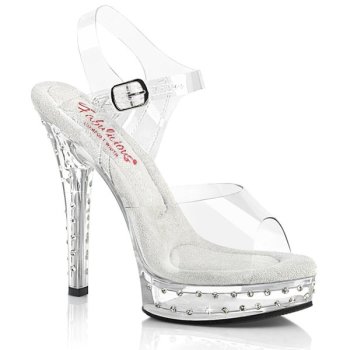 Sandales transparentes à strass et talon plexi 13 cm Fabulicious