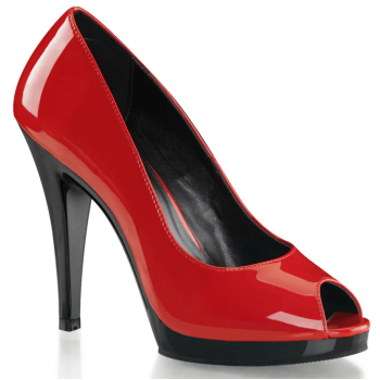 Escarpin bout ouvert rouge verni à talon haut - taille 43 en déstockage