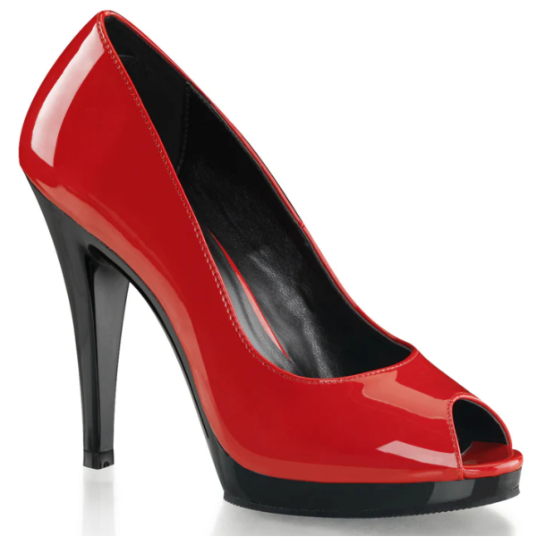 Escarpin bout ouvert rouge verni à talon haut - taille 43 en déstockage