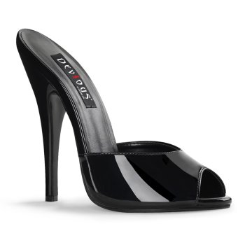 Mules haut talon fetish 15 cm noires vernies - 44 discount - CLePied