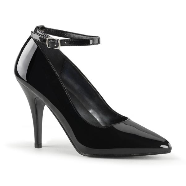 Escarpin à talon 10 cm noir vernis à bride cheville - taille 43 petit prix