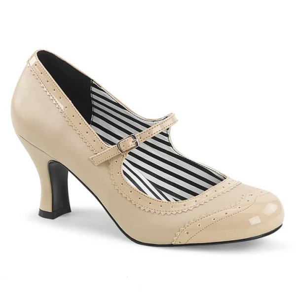 Escarpin pin-up beige taille 43 discount | Talon bobine stable 7,6 cm