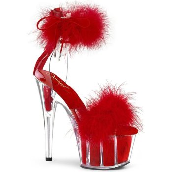 Sandale spectacle plumes marabout rouges 18cm - ADO724F - CLePied