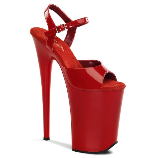 Sandales pole exotic rouges vernies à talon extrême 23 cm Infinity-909