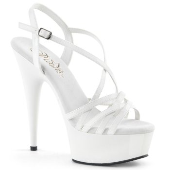 Sandale plateforme blanche à talon 15 cm DEL613/W/M  Promo Pleaser