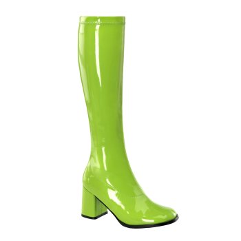 Botte  gogo verte vernie moulante en stretch - talon carré - Pleaser Promo taille 38