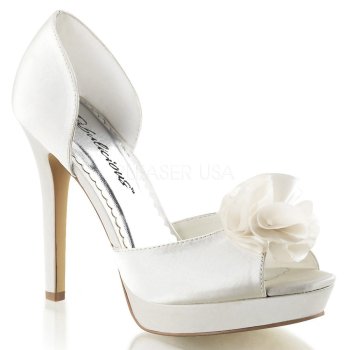 Escarpins mariage ivoire satin à fleur – Talon 12 cm plateforme 2,5 cm | Promo taille 38