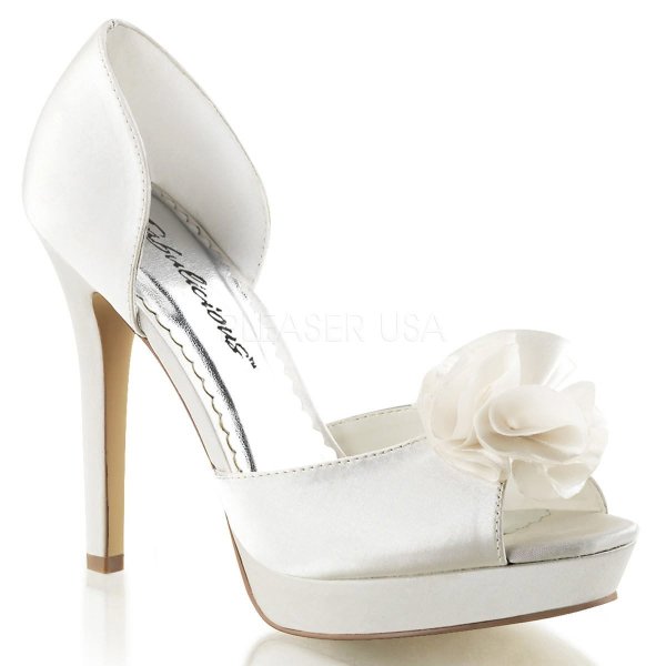 Escarpins mariage ivoire satin à fleur – Talon 12 cm plateforme 2,5 cm | Promo taille 38