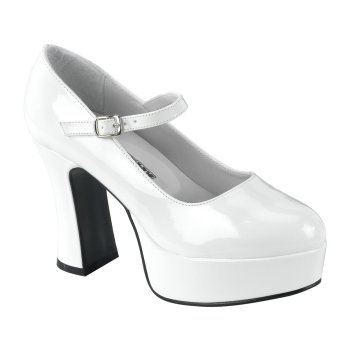 Escarpin seventies  blanc femme - haut talon carré 10 cm et plateforme | promo Pleaser T.38