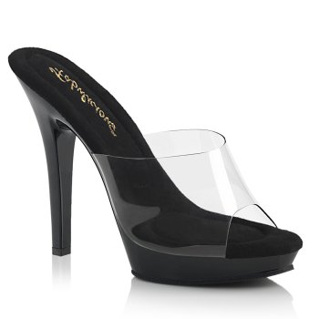 Mules transparentes à plateforme noire | Talons 13 cm sexy & chic