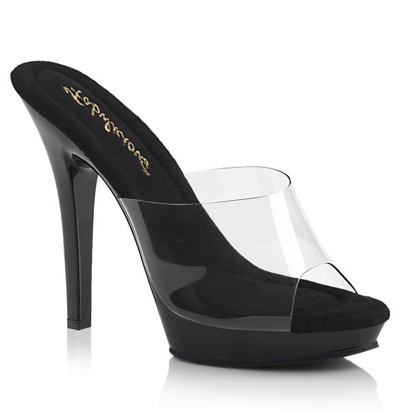 Mules transparentes à plateforme noire | Talons 13 cm sexy & chic