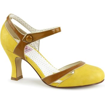 Escarpins pin-up année 50 jaunes et marron 38 en promo | CLePied