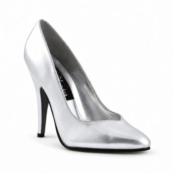 Escarpin argenté haut talon aiguille de 12 cm DISCOUNT Pleaser taille 38