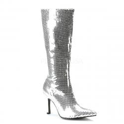 Botte en sequin argenté à talon pour femme petit prix taille 35 1/2 discount