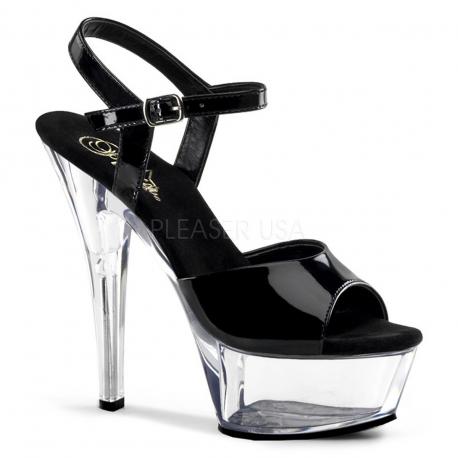 Chaussure pole dance noire à plateforme plexi DISCOUNT pas cher taille 39