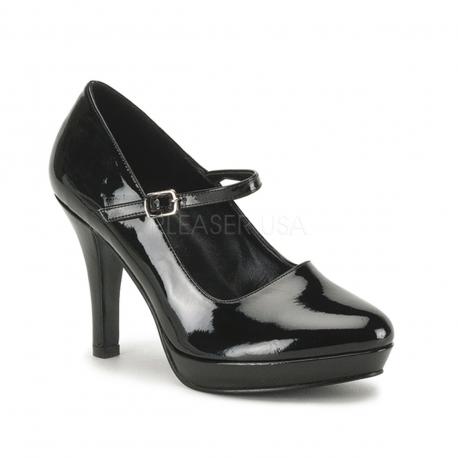 Escarpin noir vernis a petite plateforme et talon haut pas cher taille 37 et 39