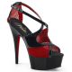 Chaussure pole dance bicolore noire et rouge à résille