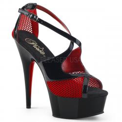 Chaussure pole dance bicolore noire et rouge à résille