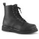 Chaussure gothique Demonia vegan noire à lacets et zip latéral métal petit talon