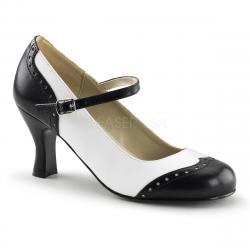 Escarpins babies bicolore noir / blanc à bride talon bobine et bout rond DISCOUNT TAILLE 35 1/2