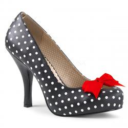 Escarpin Pin-Up Rétro Noir à Pois blanc – Talon 12 cm | Promo