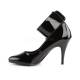 Escarpin taille 44 noir vernis pas cher à talon aiguille avec bride cheville à cadenas DISCOUNT