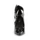 Escarpin taille 44 noir vernis pas cher à talon aiguille avec bride cheville à cadenas DISCOUNT