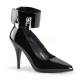 Escarpin taille 44 noir vernis pas cher à talon aiguille avec bride cheville à cadenas DISCOUNT