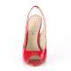 Escarpins sexy rouge vernis à haut talon avec bride arrière et bout ouvert petite taille 34 petit prix